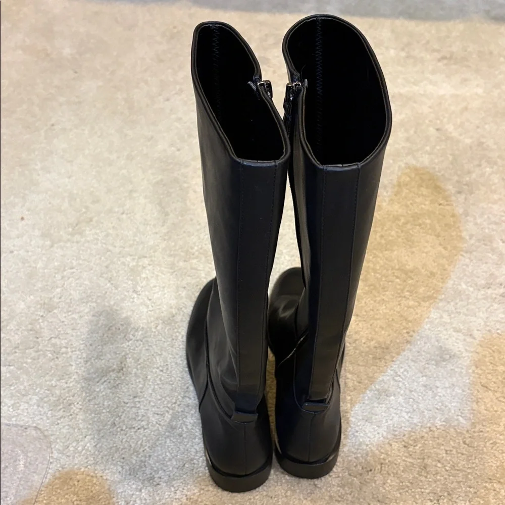 AEROSOLES Black Faux Leather Tall Boots-Size 8